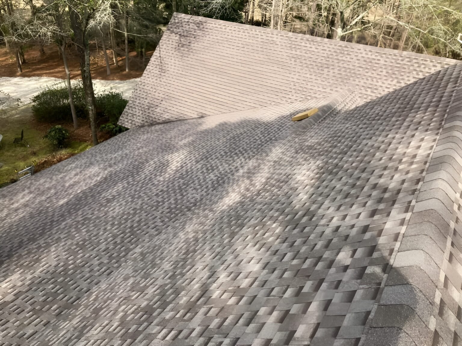 brown/gray shingles on a roof